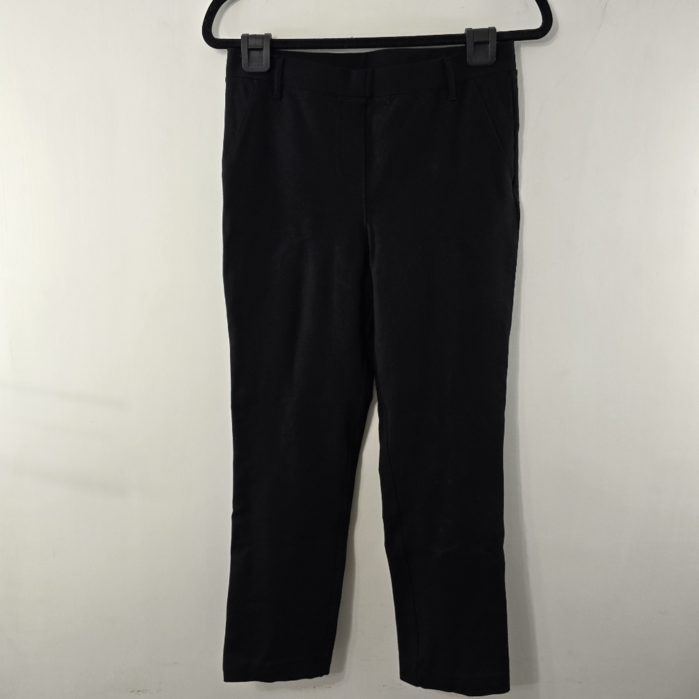 Quince Ultra Stretch Ponte Straight Leg Pants Trousers Solid Black Size M Petite - Picture 4 of 12